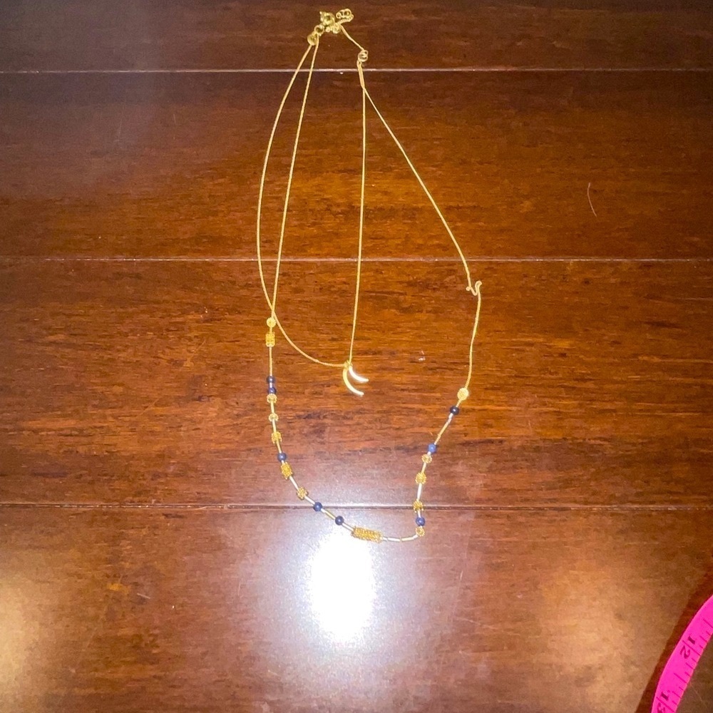 guc madewell Elegant Gold and Blue Beaded Necklace